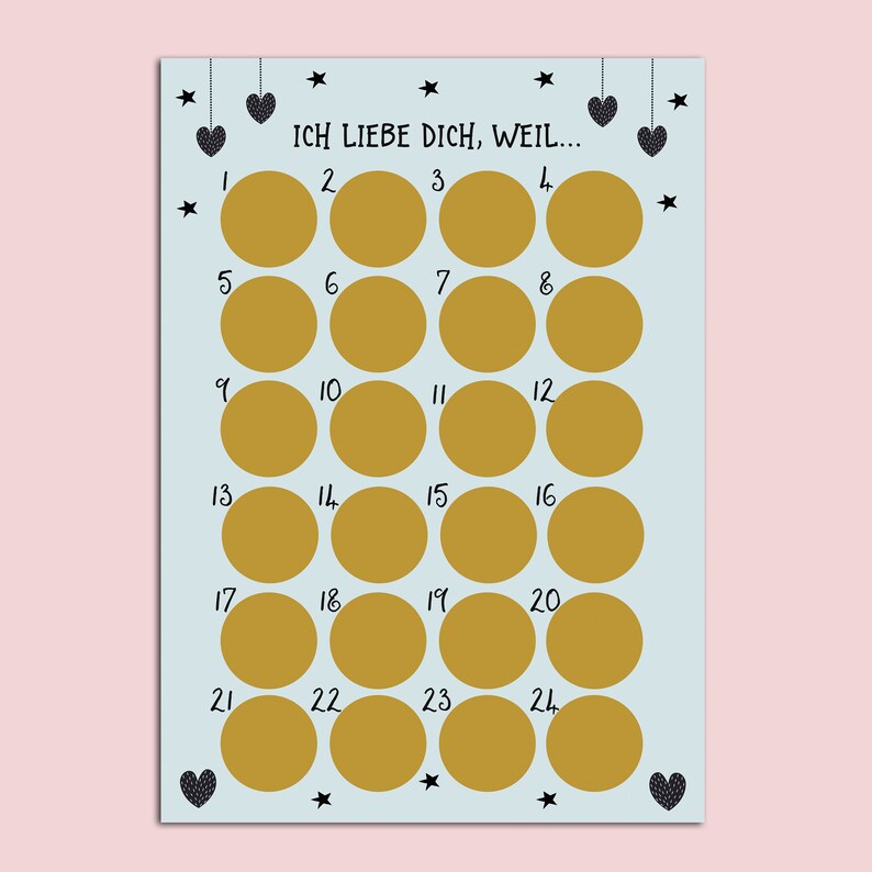 Adventskalender zum Rubbeln ICH LIEBE DICH Adventskalender A3 Etsy.de