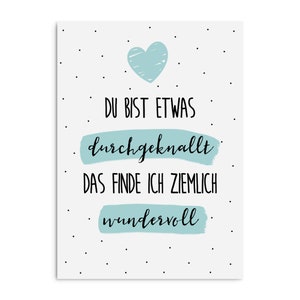 Postkarte WUNDERBAR DURCHGEKNALLT Postkarte Sprüche für Freunde Etsy.de