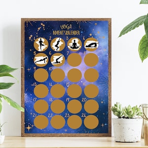 YOGA Adventskalender zum Rubbeln DIN A3 DUNKEL Weihnachtskalender Sport Adventskalender Übungen Rubbel Adventskalender