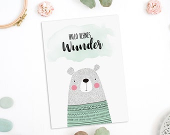 Postcard "Hello little miracle" gift birth postcard baby gift