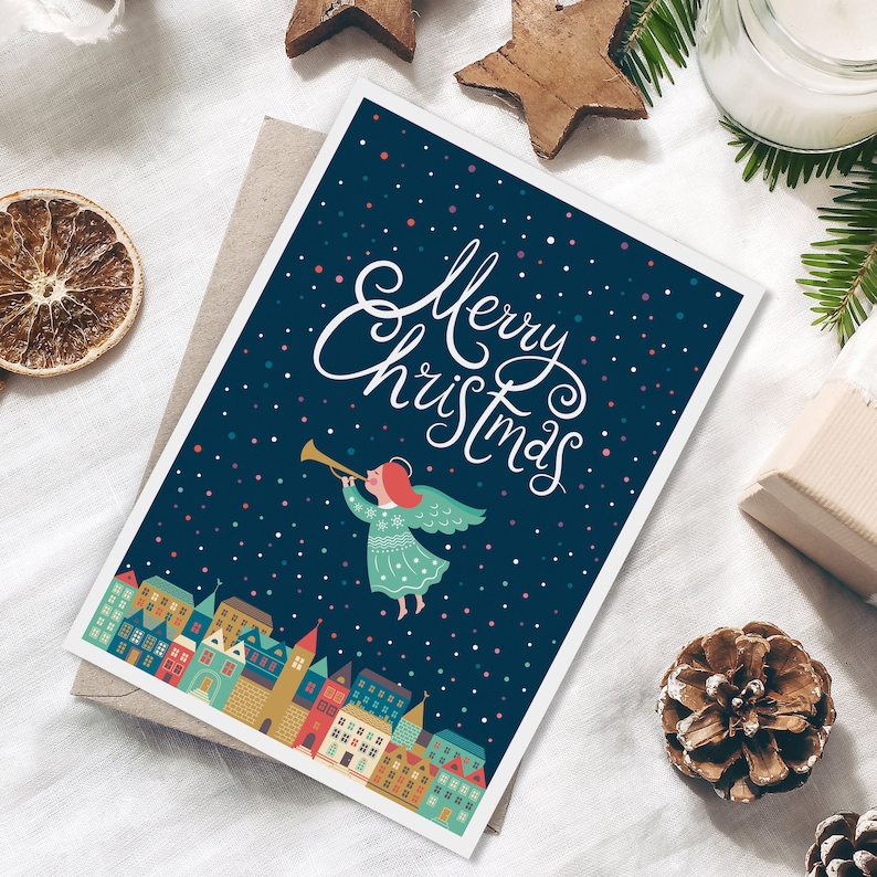 Postcard Merry Christmas Angel, Postcard Christmas Cards Christmas Gifts Christmas Decoration Cards Christmas image 1