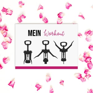 Postkarte MEIN WORKOUT Wein Postkarte Motivationskarte lustig Sprüche Postkarte Wein Geschenk Bild 3