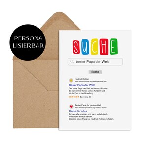 Karte Vatertag SUCHE inkl. Umschlag PERSONALISIERBAR Geschenk Vatertag