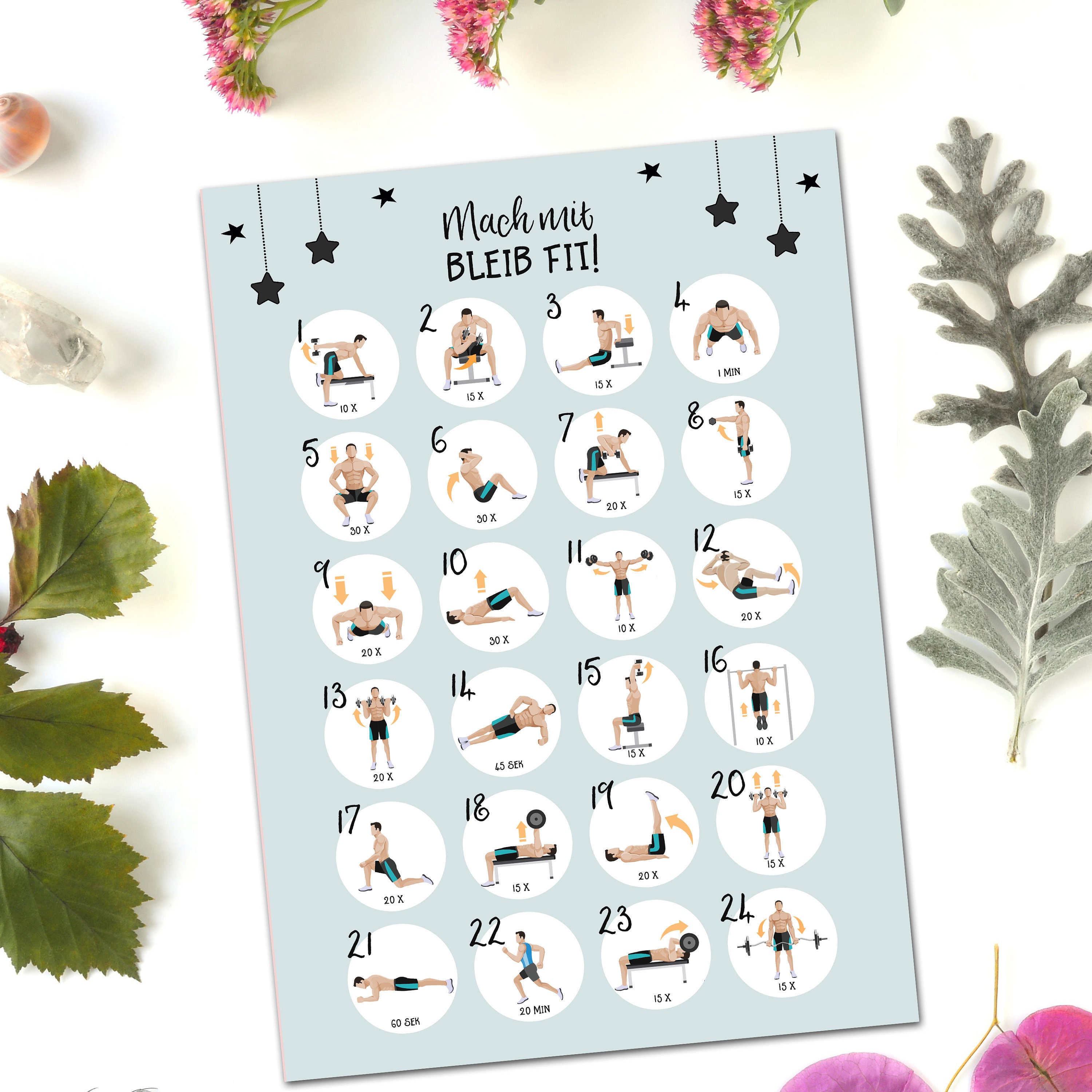 Nastami Fitness Advent Calendar Postcard Format DIN A6 Etsy UK