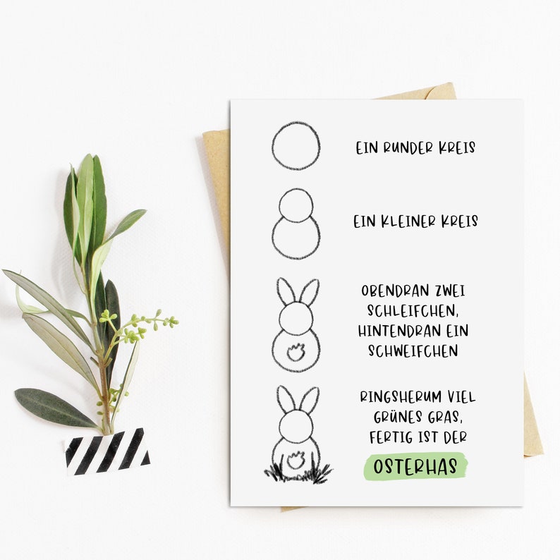 Osterkarte OSTERHASE Spruch Zeichnung Postkarte Ostern Bild 1