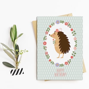 Geburtstagskarte Igel,  Geburtstagskarte, Geburtstags Postkarte, Geburtstag Mama, Geburtstag Freundin, Geschenkidee, Postkarte Geburtstag