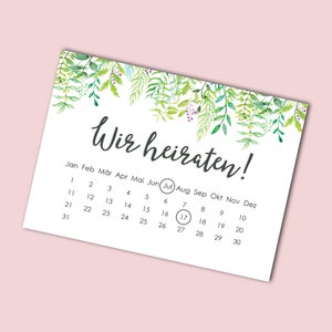 Save the Date Postkarten "Grüne Hochzeit Kalender" 50 Karten Hochzeitseinladung Karten Save the date Hochzeitsdeko