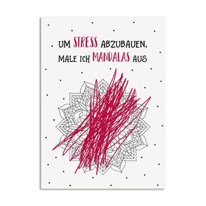 Postkarte Anti Stress MANDALAS Motivationskarte lustig Sprüche Postkarte lustig