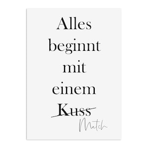 Postkarte Alles beginnt mit einem Match Valentinstag Geschenk Karte Valentinskarte Postkarte Liebe Bild 1