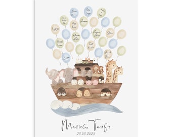 Guest poster BAPTISM Ark PERSONALIZED with name as a gift for baptism guest book baptism