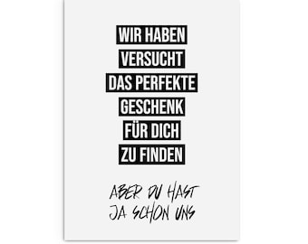 Geburtstagskarte PERFEKTES GESCHENK lustige Postkarte Geburtstagskarte Freunde