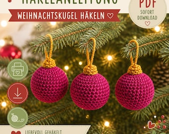 Crochet pattern for Christmas ornaments, crochet Christmas balls, crochet Christmas decorations Ebook/PDF