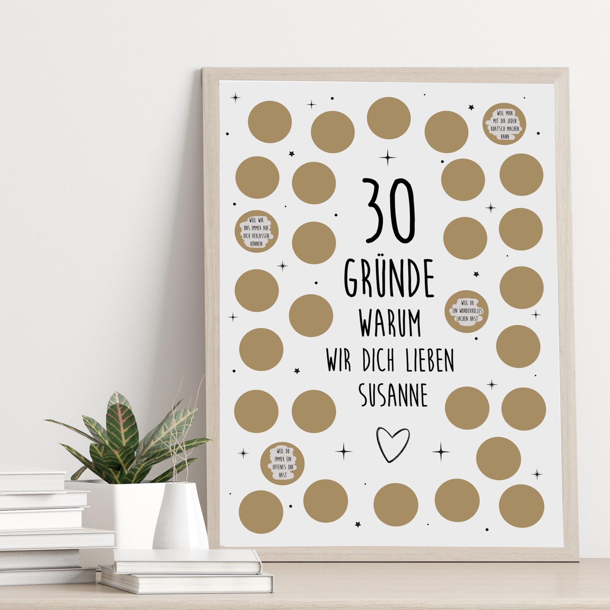 Poster 30 REASONS why we love you to SCRATCH personalized with name gift 30th birthday