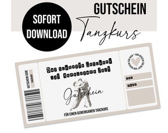 Gutschein zum Ausdrucken TANZKURS digitale Datei Gutschein DOWNLOAD