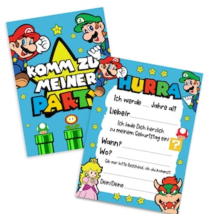 5 biglietti d'invito compleanno per bambini Inviti di compleanno per bambini SUPER MARIO