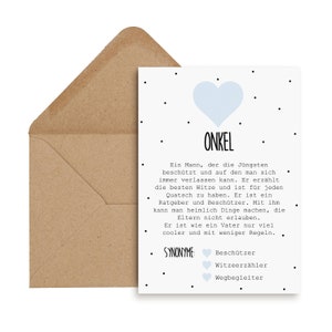 Postkarte ONKEL Definition inkl. Briefumschlag ONKEL Geschenk Du wirst Onkel Karte