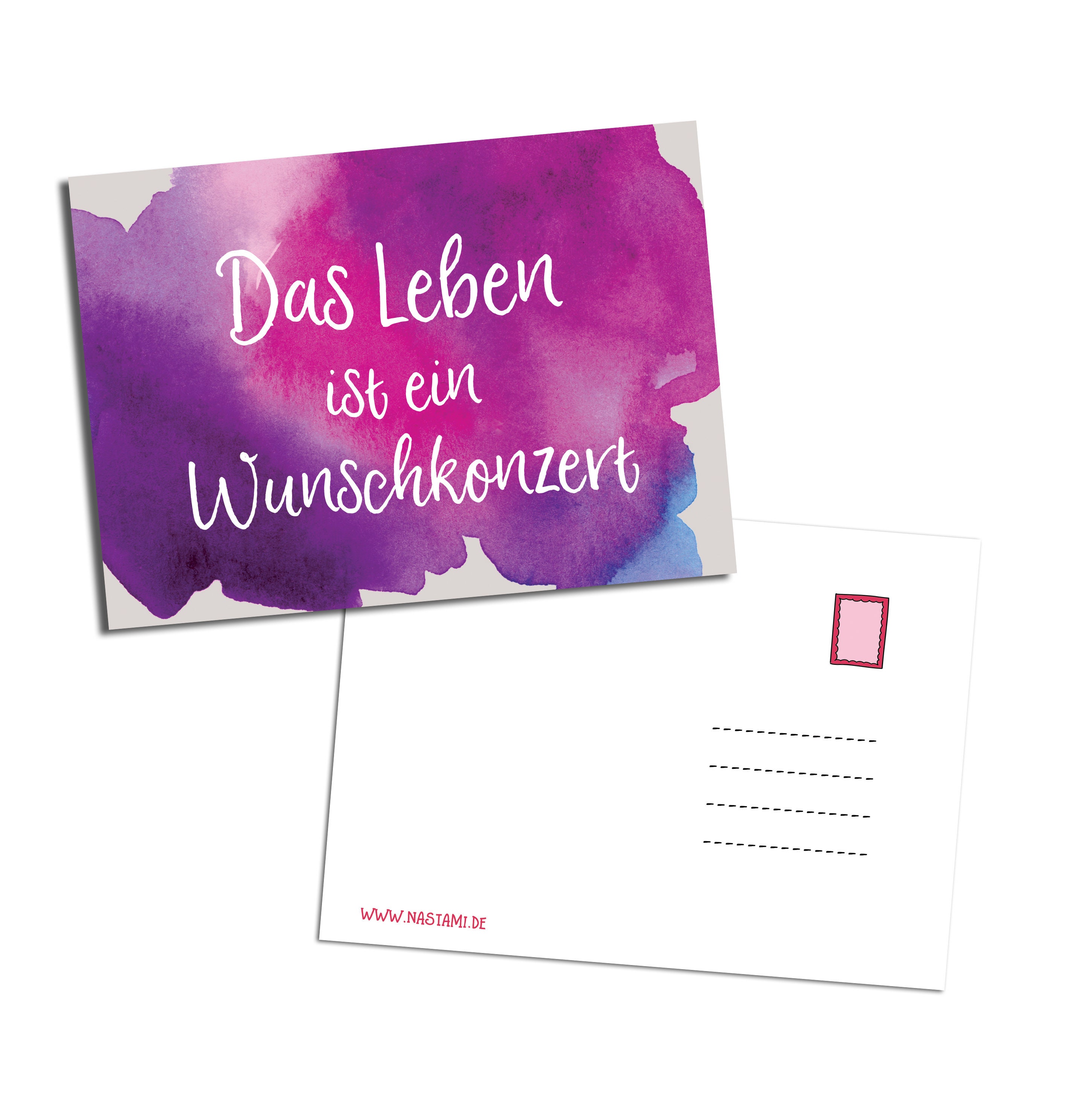 Postkarte Spruch "Das Leben ist ein Wunschkonzert", Postkarte Sprüche