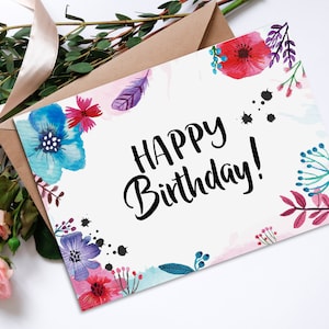 Postkarte Geburtstag Blumen Aquarell, Geburtstagskarte Blumen, Postkarte Blumen, Geburtstags Postkarte, Geburtstag Mama, Geburtstag Freundin