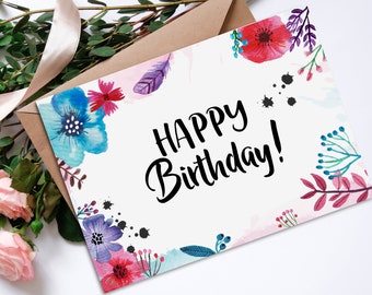 Postkarte Geburtstag Blumen Aquarell, Geburtstagskarte Blumen, Postkarte Blumen, Geburtstags Postkarte, Geburtstag Mama, Geburtstag Freundin