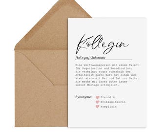 Postcard COLLEAGUE including envelope colleague gift definition colleague retirement card