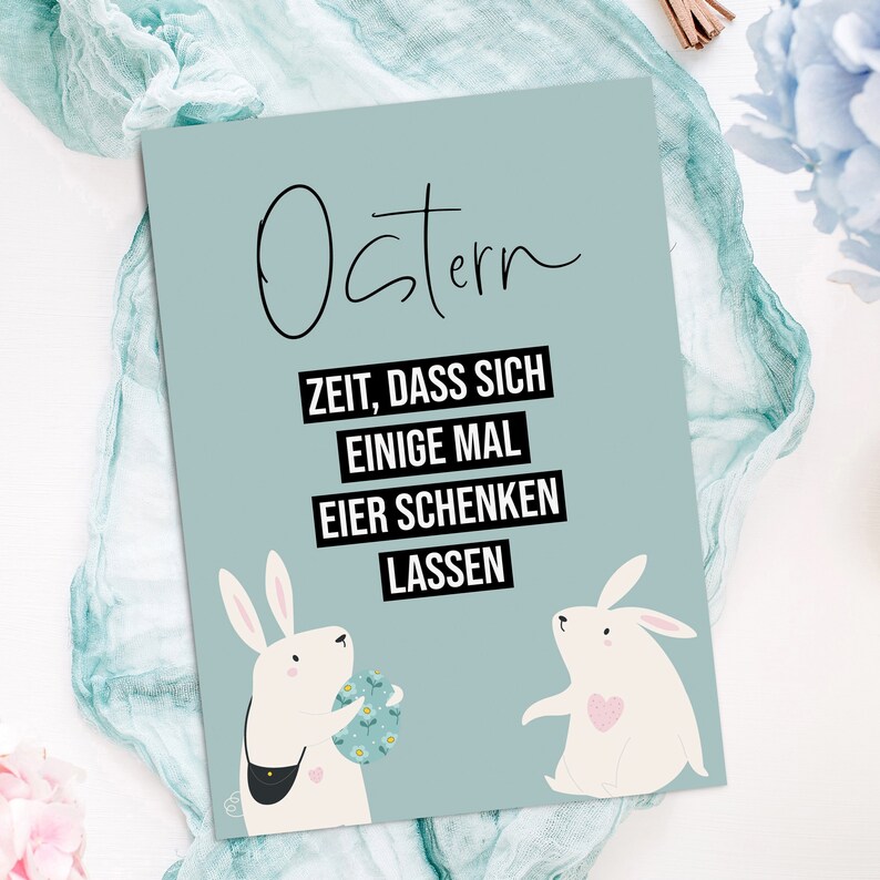 Postkarte Ostern EIER SCHENKEN Osterkarte lustig Bild 3