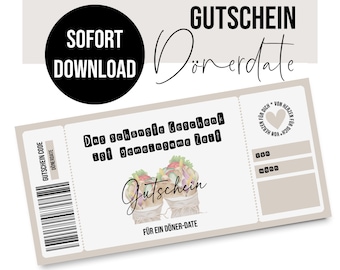 Gutschein zum Ausdrucken DOWNLOAD digitale Datei Gutschein DÖNERDATE