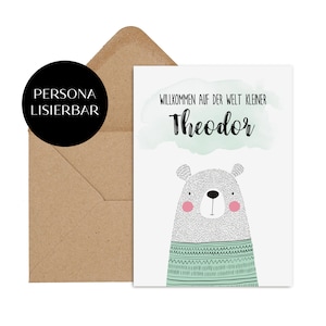 Ansichtkaart "Welcome to the World" PERSONALISEERBAAR Cadeau geboortekaart incl. envelop