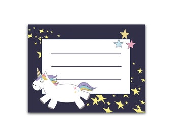 Book labels "Unicorn" 20 pieces, name sticker school, unicorn sticker, school enrollment gift girl, back to school gift girl