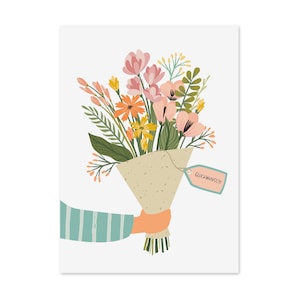 Biglietto d'auguri BOUQUET DI FIORI regalo di auguri compleanno amico