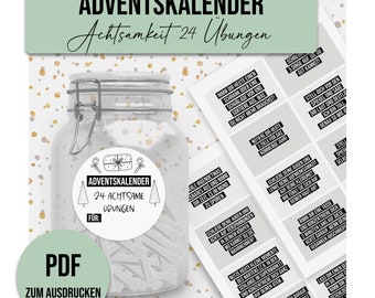 Adventskalender ACHTSAMKEIT Adventskalender zum Ausdrucken digitale Datei DOWNLOAD