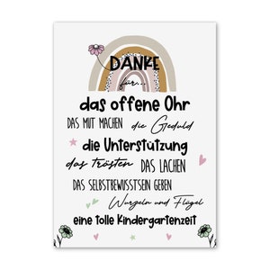 Postkarte DANKE KINDERGARTENZEIT Geschenk Erzieherin Abschied Kita - ohne Umschlag