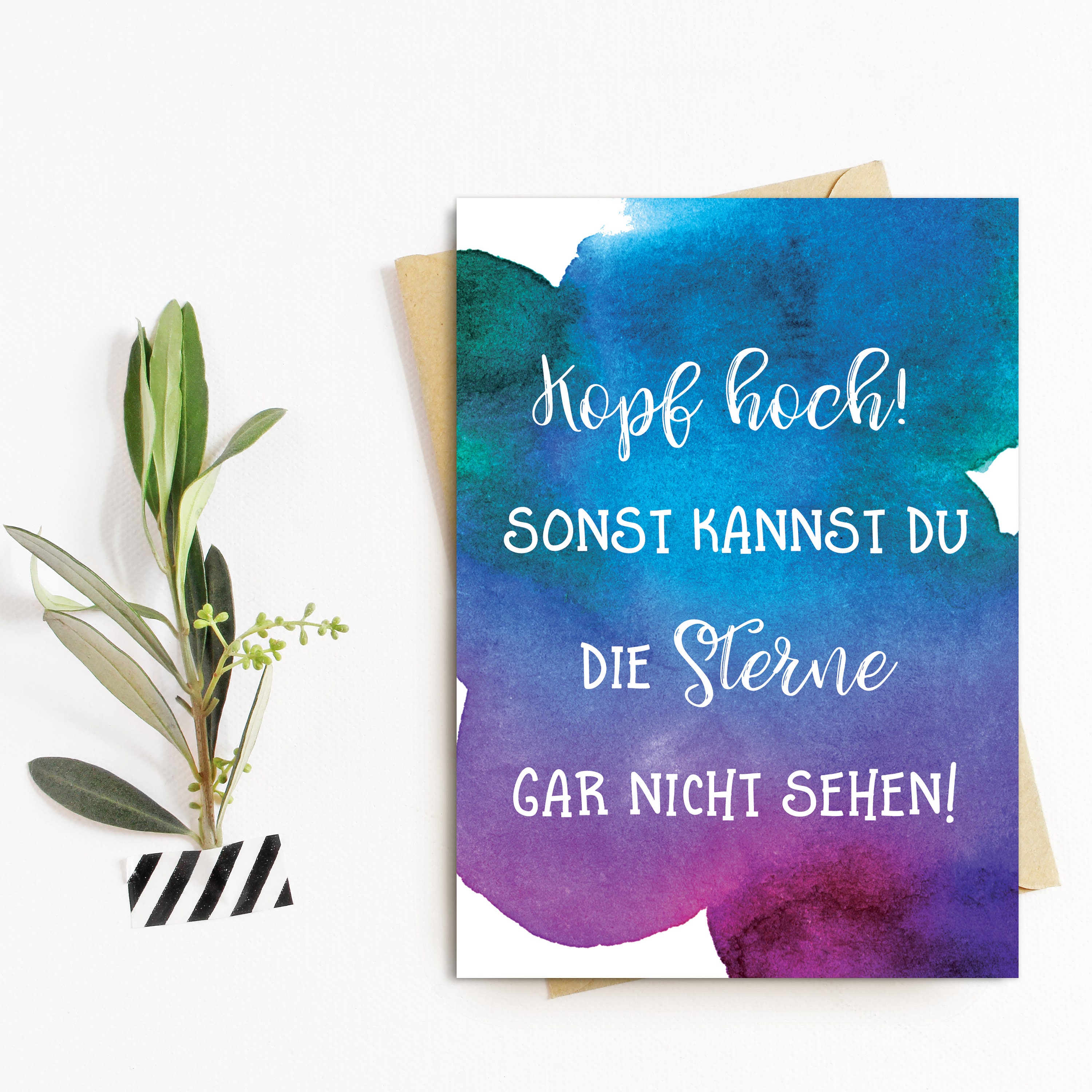 Postkarte Spruch Kopf hoch Motivationskarte Etsy