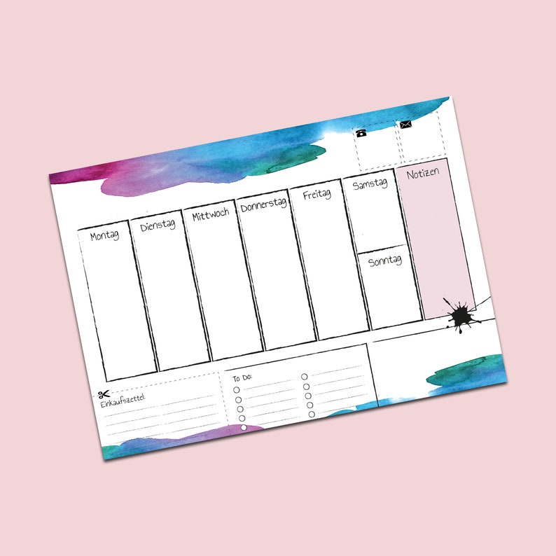 Desk pad paper DIN A3 block 50 sheets desk pad watercolor Etsy