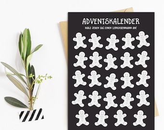 Postkarte Adventskalender LEBKUCHENMÄNNER Weihnachtskalender Postkarte A6