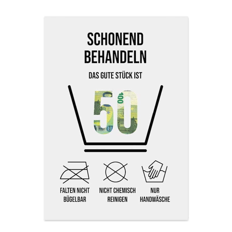Poster GELDGESCHENK Geburtstag 50 Waschanleitung DOWNLOAD Bild 3