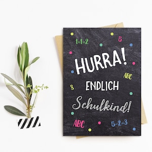 Schulanfang Glückwunschkarte, Postkarte Schulanfang, Einschulung Postkarte, Grußkarte Schulanfang, Schulanfang Geschenk, Schulanfang Deko Bild 1