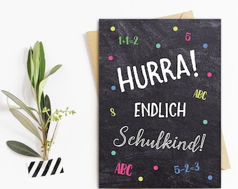 Schulanfang Glückwunschkarte, Postkarte Schulanfang, Einschulung Postkarte, Grußkarte Schulanfang, Schulanfang Geschenk, Schulanfang Deko