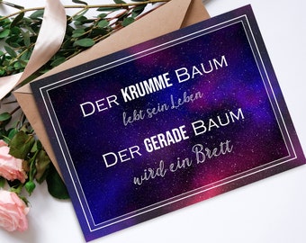 Postkarte Spruch KRUMMER BAUM Postkarte Motivation