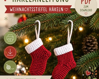 Crochet pattern for Christmas: Crochet Christmas boots, crochet Christmas decorations (ebook/PDF)