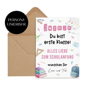 Cartão postal de volta às aulas Nome da PRIMEIRA AULA Presente PERSONALIZÁVEL Inscrição