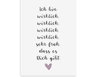 Postcard REALLY glad you exist Gift Girlfriend Postcard Friendship