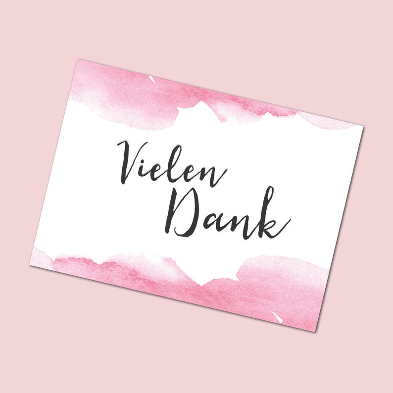 Postkarte Vielen Dank Aquarell Karte Danke | Etsy