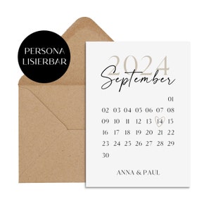 Karte zur Hochzeit KALENDER PERSONALISIERBAR inkl. Umschlag Geschenk Hochzeit personalisierte Hochzeitskarte