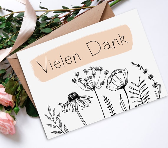 50 Dankeskarten Mit Umschlägen – Hochwertig 350 G/m², Blumen-Design, Für Lehrer, Abschluss & Business
