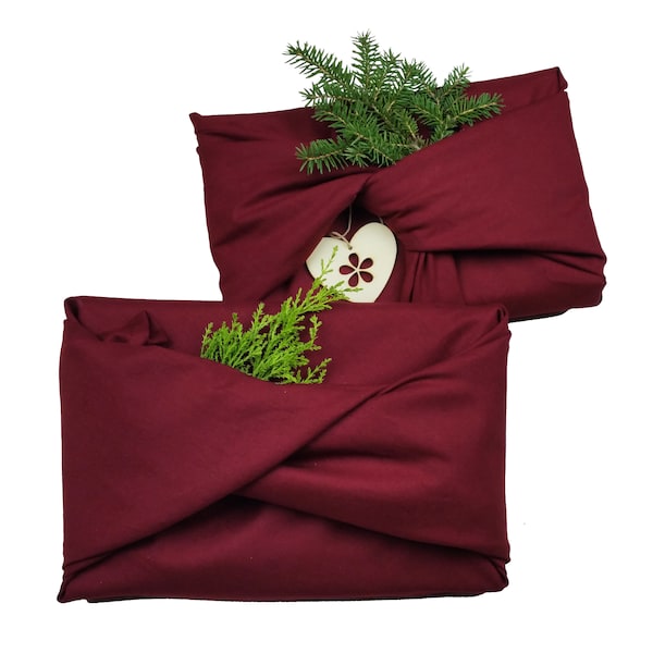 Geschenktücher 5er Set weinrot Geschenkpapier nachhaltige Geschenke nachhaltige Produkte Weihnachtsgeschenke genäht Geschenkideen Furoshiki