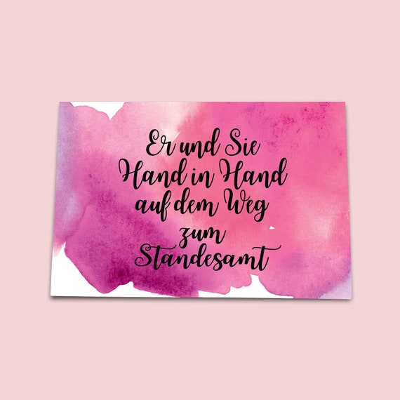 Glückwunschkarte Hochzeit Spruch Hand in Hand Etsy