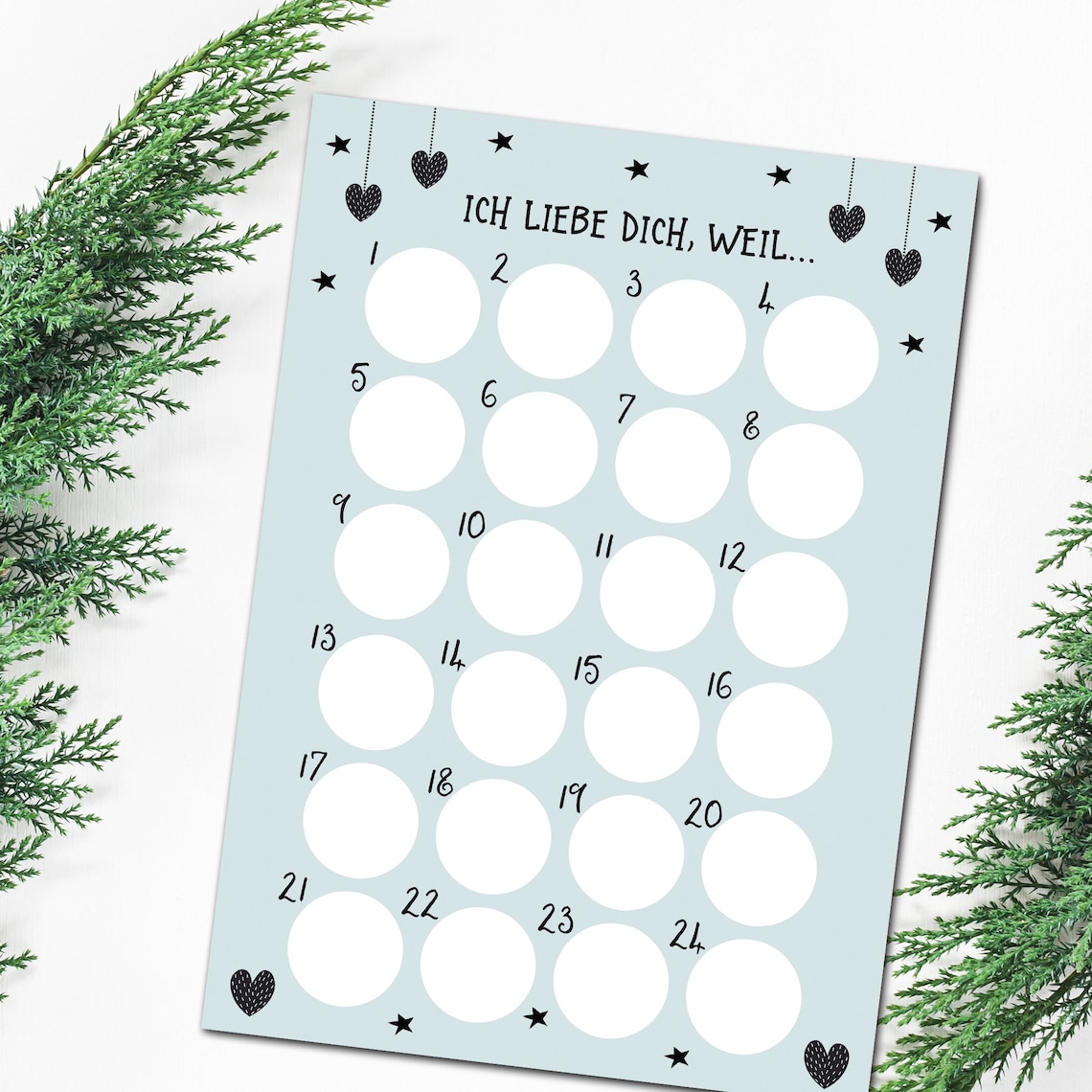 Adventskalender zum Rubbeln ICH LIEBE DICH Adventskalender A3 Etsy