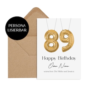 Carte d'anniversaire BALLONS FOIL carte d'anniversaire cadeau personnalisable avec enveloppe