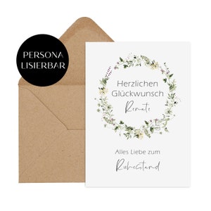 Carte de retraite PERSONNALISABLE incluant enveloppe cadeau retraite carte de vœux personnalisée