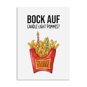 Valentinskarte CANDLE LIGHT POMMES Postkarte Valentinstag Geschenk Liebe